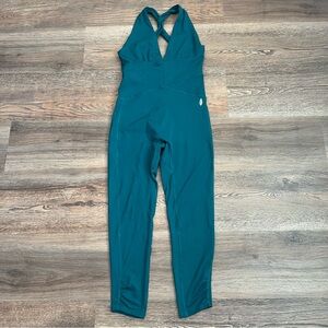 Free People Movement Jumpsuit Women’s Large Teal Halter One Piece Activewear